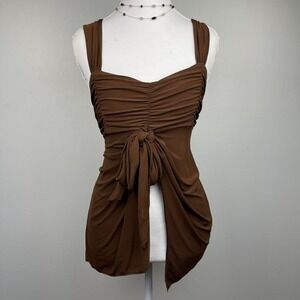 VTG Y2K Fairy Babydoll Top Brown Forest Handkerchief Hem Medium Boho Going Out